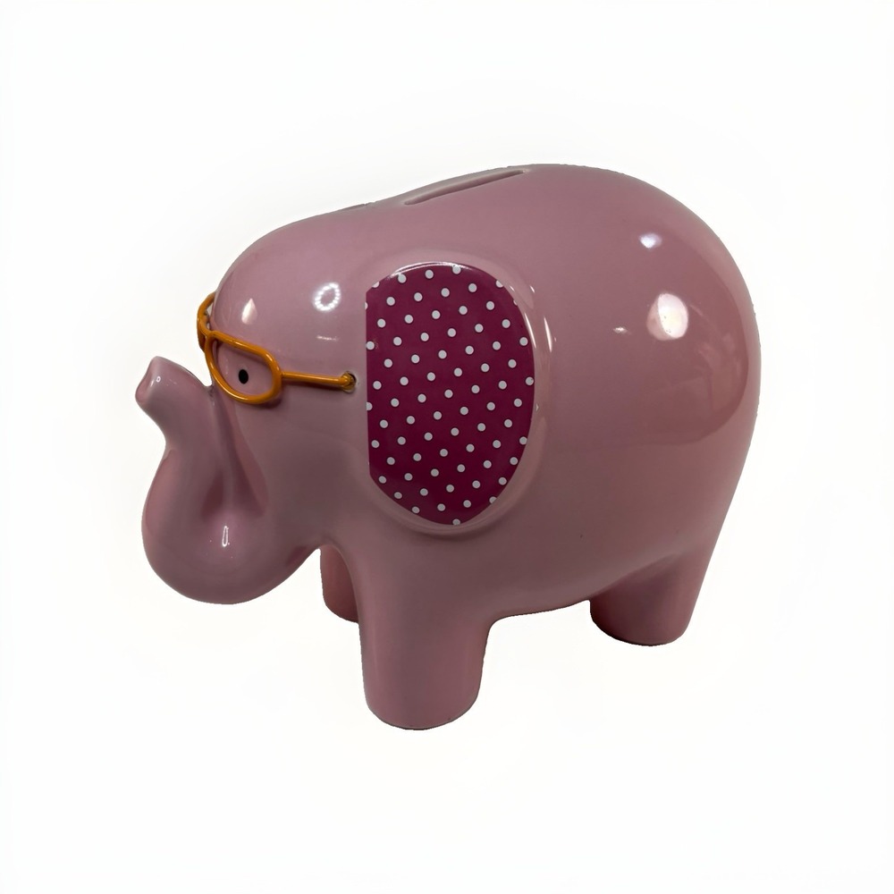 Target 2013 Pink Elephant Piggy Bank with Glasses Polka Dot Ear